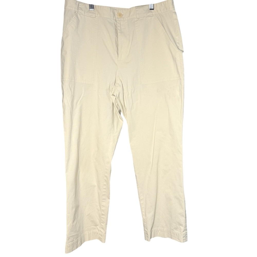 Lauren Ralph Lauren Ankle Chino Pant Women 10 Beige‎ Preppy Coastal Capsule - Picture 1 of 7